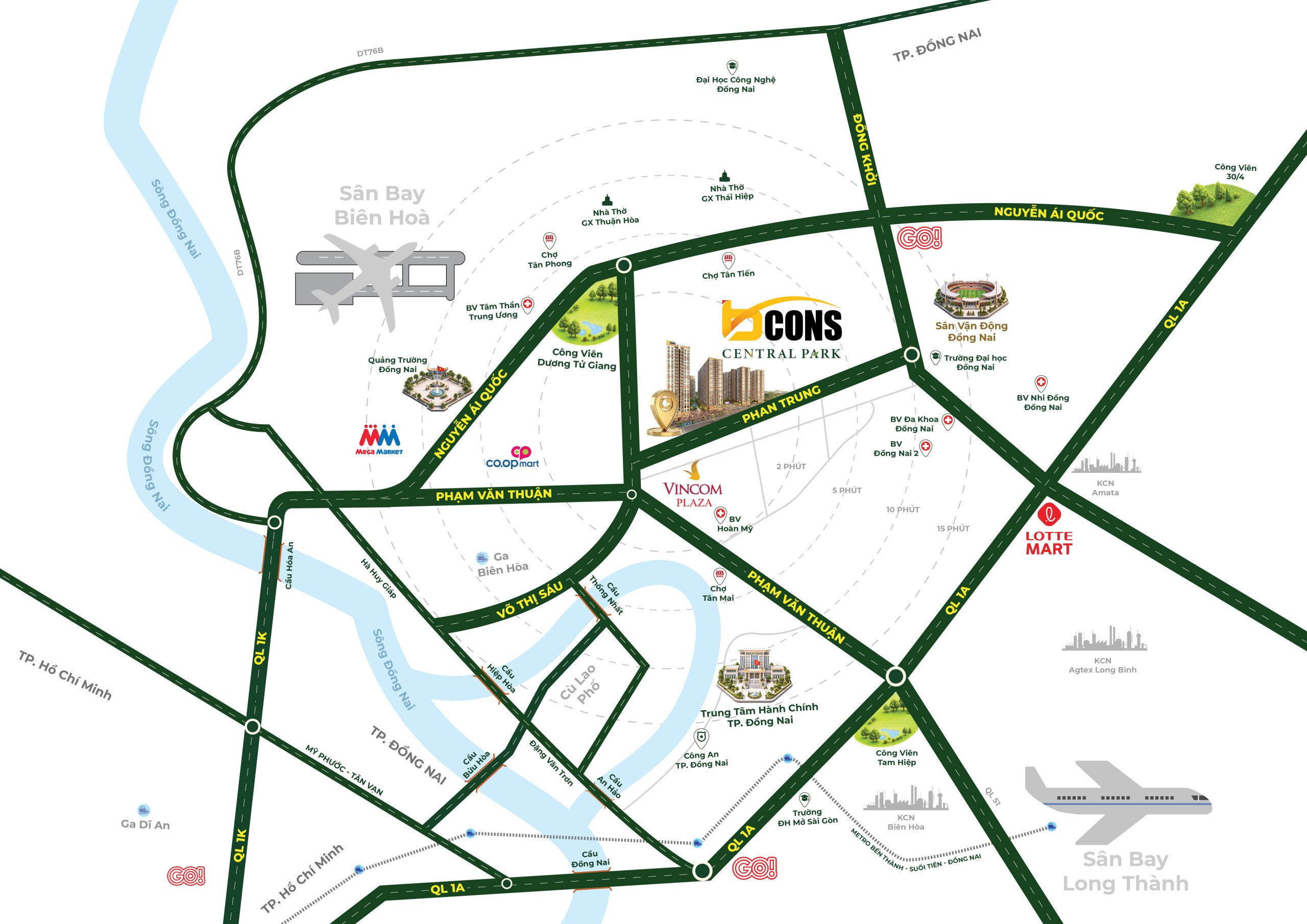 Tổng quan tiện ích ngoại khu nổi bật tại dự án Bcons Central Park