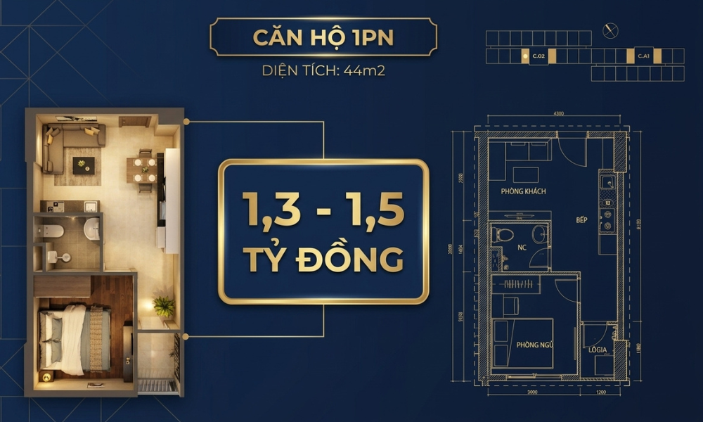 Giá căn hộ Bcons Central Park 1 phòng ngủ