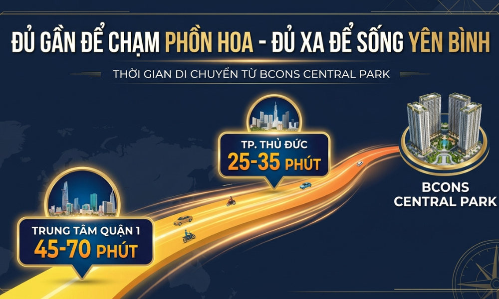 Thời gian di chuyển từ Bcons Central Park đi TPHCM mất bao lâu