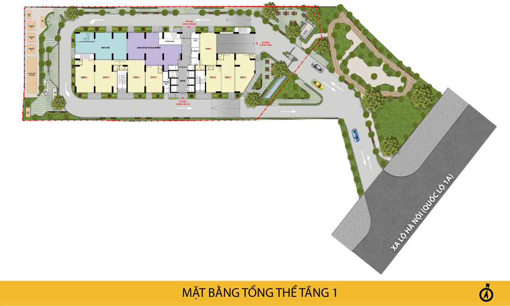 Mặt bằng tổng thể tầng 1 dự án Bcons Avenue