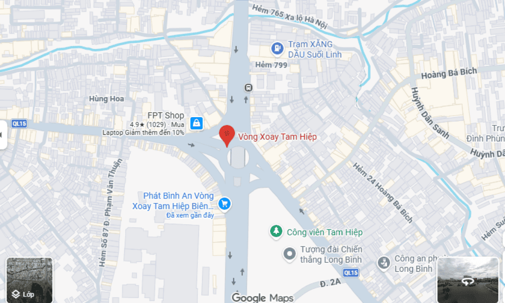 Hình ảnh bản đồ ngã ba Tam Hiệp hay còn gọi là vòng xoay Tam Hiệp