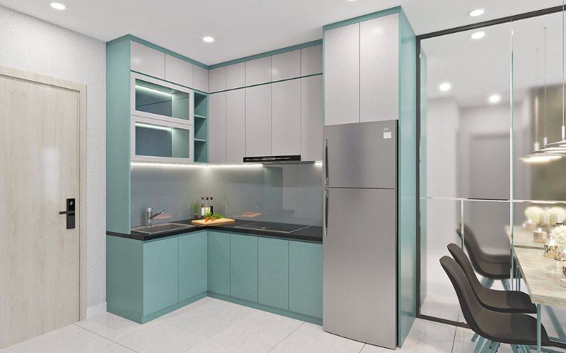 Khu vực bếp liền mạch với phòng khách