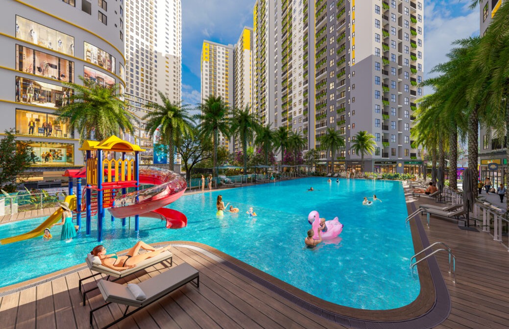 Khu hồ bơi tại dự án Bcons Center City