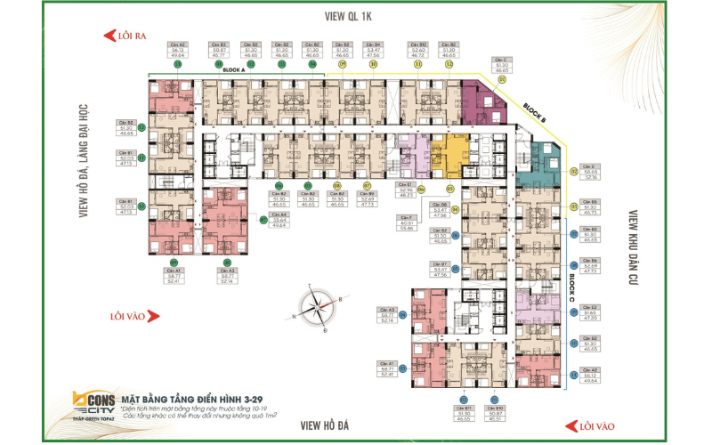 Mặt bằng tầng 3-29 điển hình Bcons City