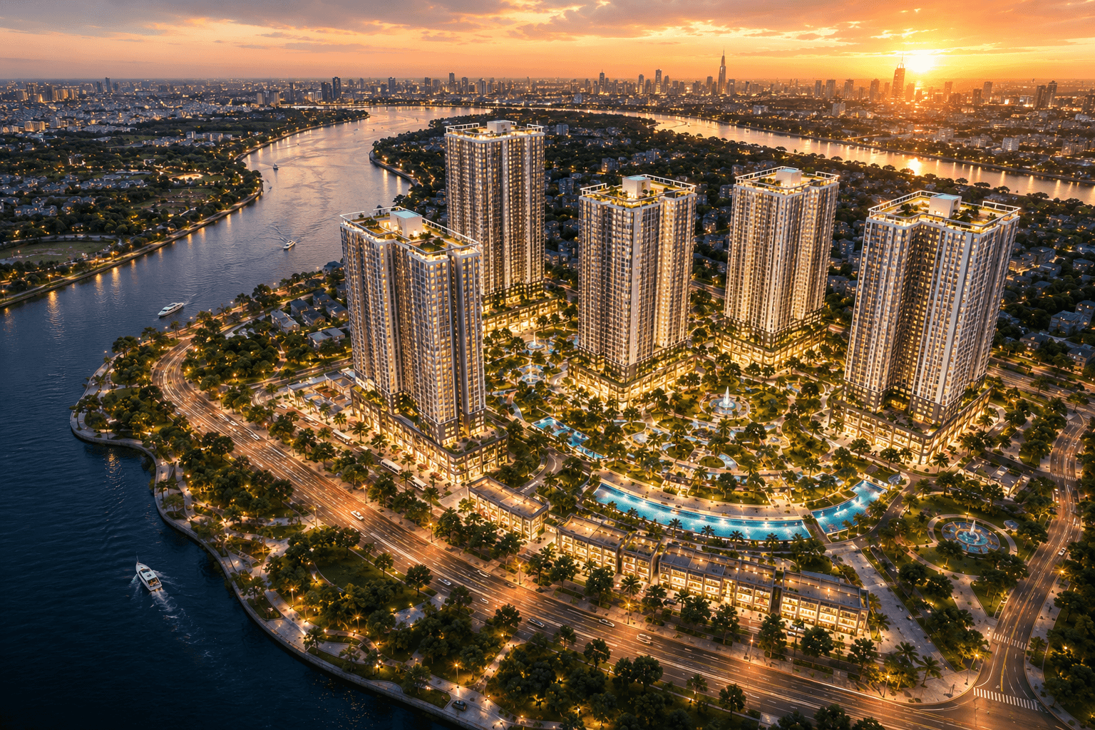 Phối cảnh khu căn hộ cao tầng tại dự án Bcons Tam Hiệp