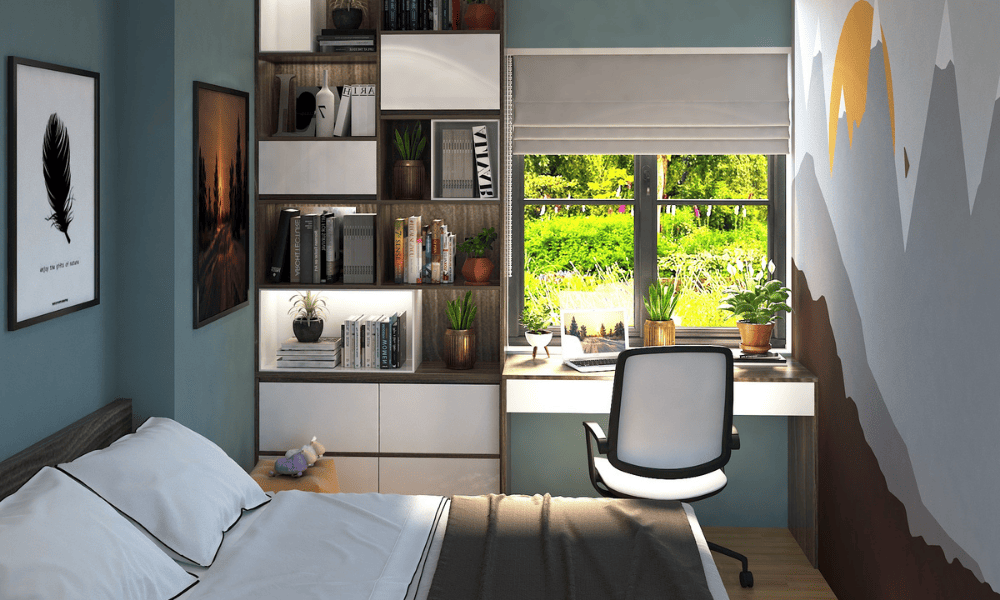 Phòng ngủ được thiết kế với không gian ấm áp