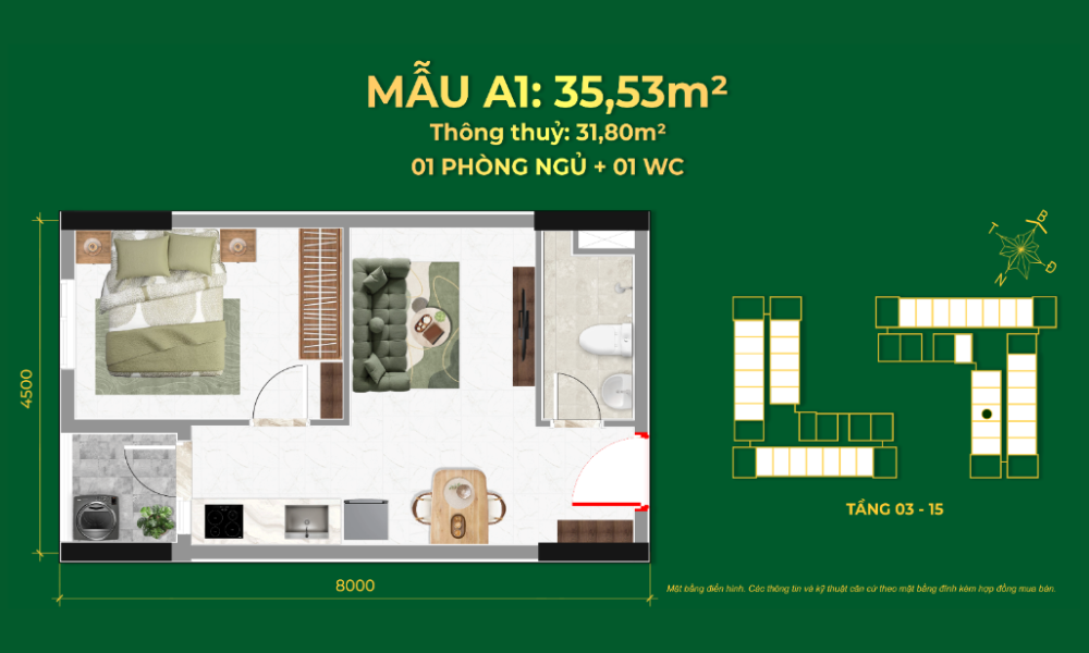 Mẫu A1 tại Nhà ở Xã hội Bcons