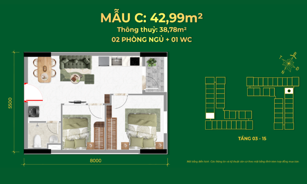 Mẫu C tại Nhà ở Xã hội Bcons