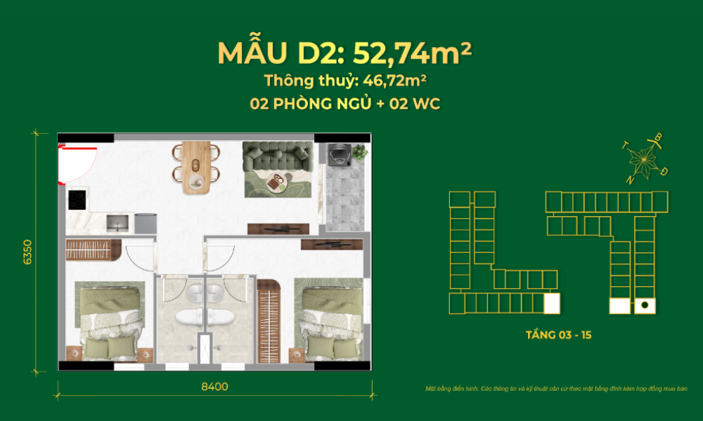 Mẫu D2 tại Nhà ở Xã hội Bcons
