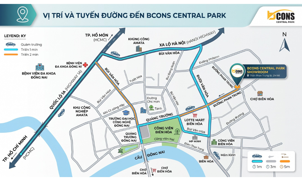 Vị trí tuyến đường Bcons Central Park